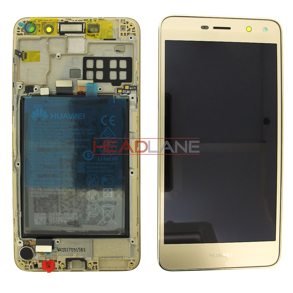 Huawei Y6 (2017) LCD Display / Screen + Touch + Battery Assembly - Gold
