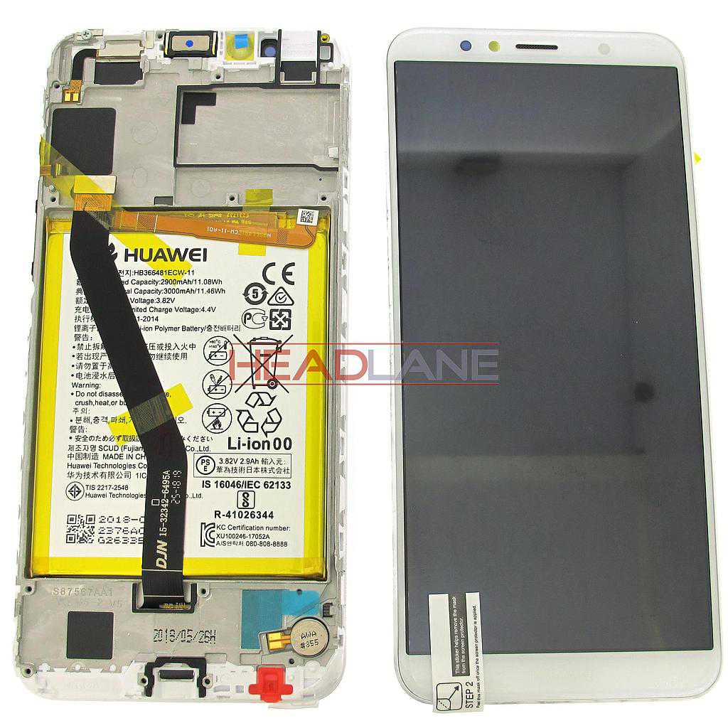 Huawei Y6 (2018) LCD Display / Screen + Touch + Battery Assembly - White