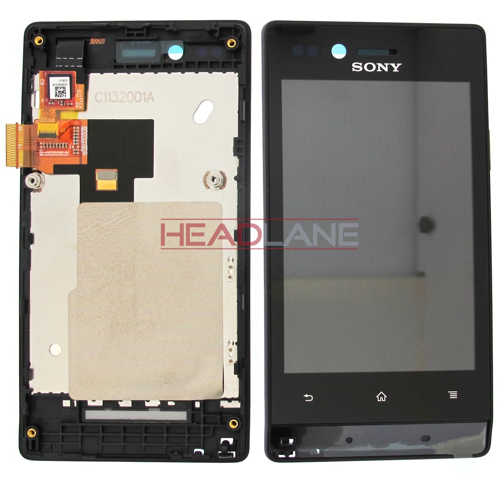 Sony ST23A Xperia Miro LCD Cover Front Assy Black