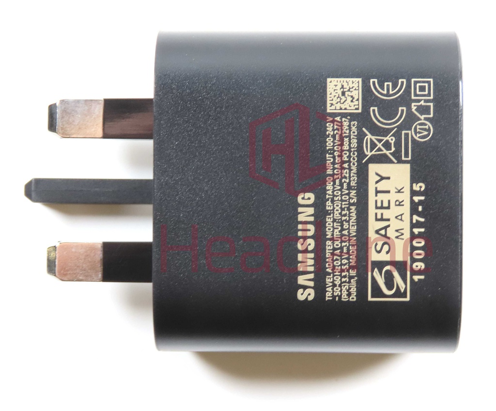Samsung EP-TA800 USB-C Charger UK 3 Pin - Black (Head Only)