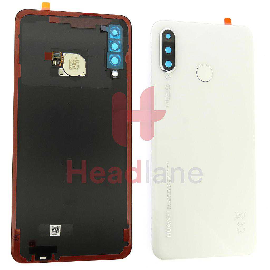 Huawei P30 Lite Back / Battery Cover + Fingerprint Sensor - White (MAR-LX1M 24MP Rear Camera)