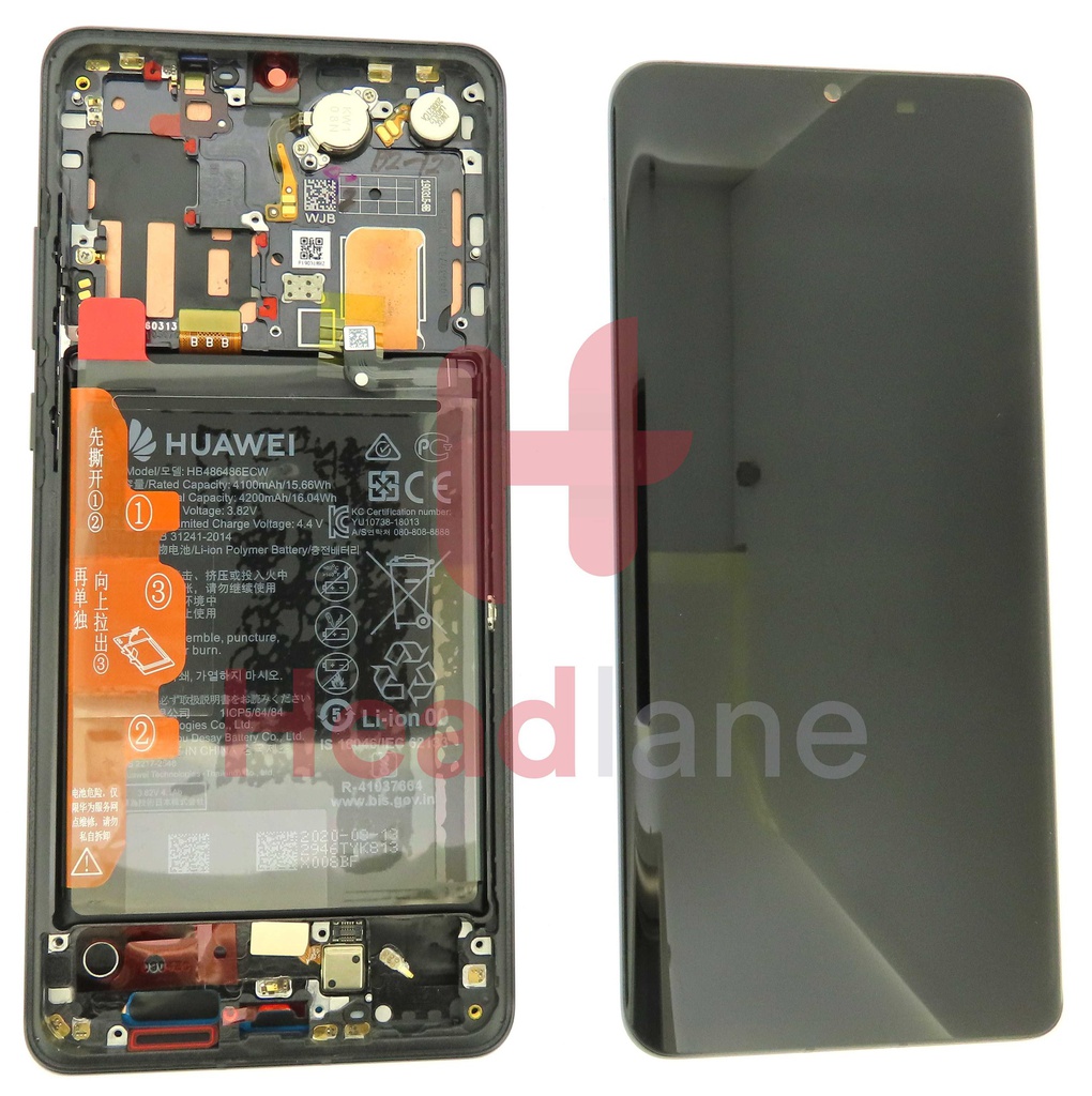 Huawei P30 Pro LCD Display / Screen + Touch + Battery Assembly - Black (Refurbished)