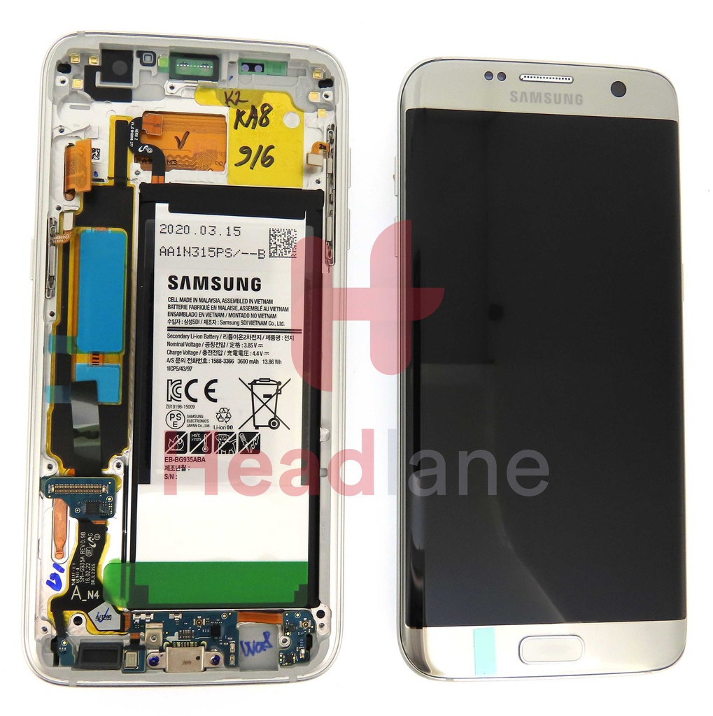 Samsung SM-G935F Galaxy S7 Edge LCD Display / Screen + Touch + Battery - Silver