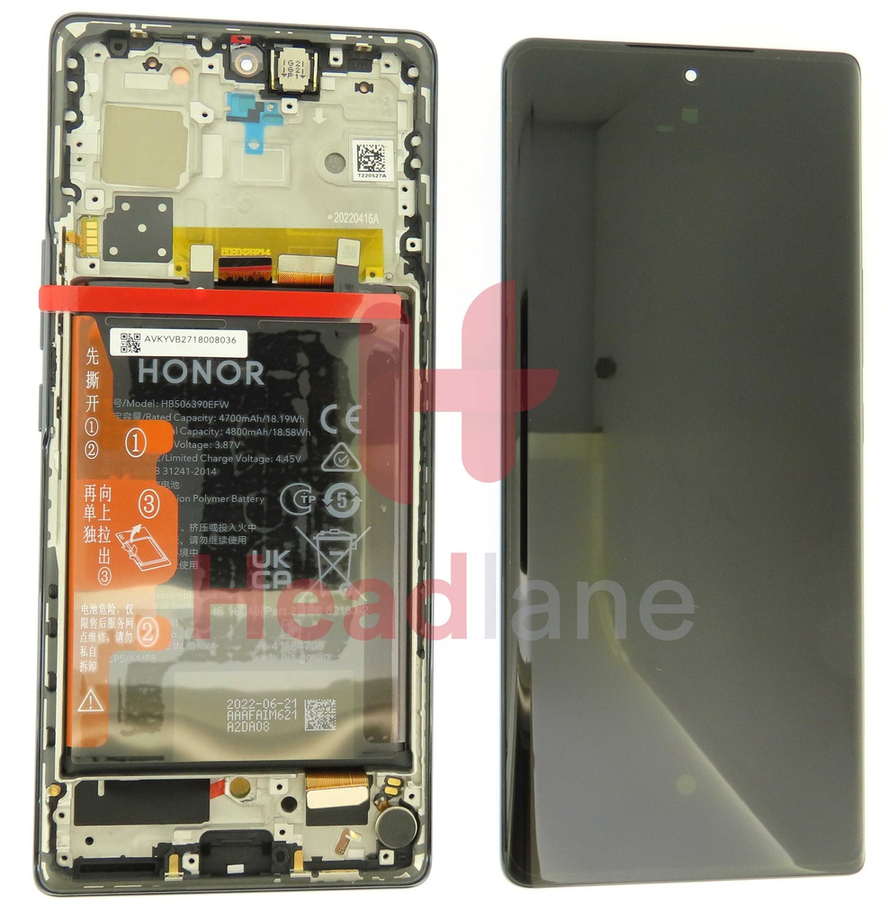 Honor 70 LCD Display / Screen + Touch + Battery Assembly - Black