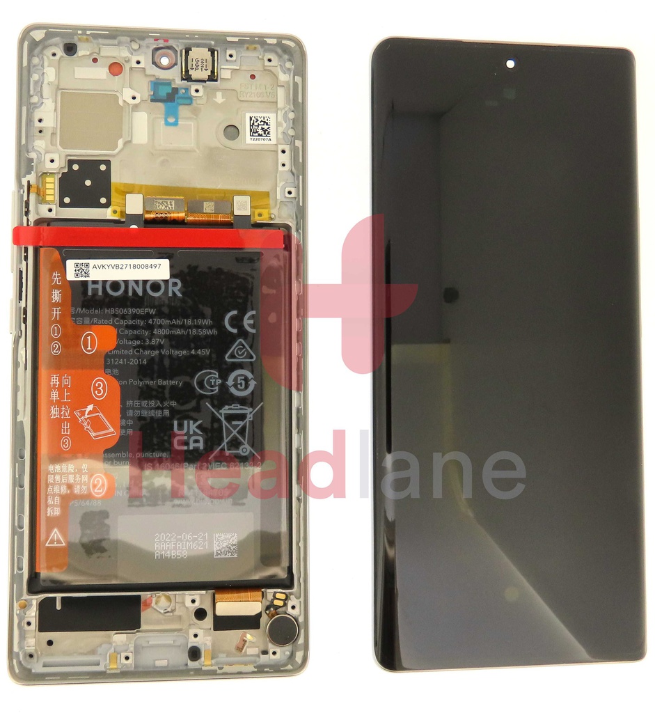 Honor 70 LCD Display / Screen + Touch + Battery Assembly - Silver