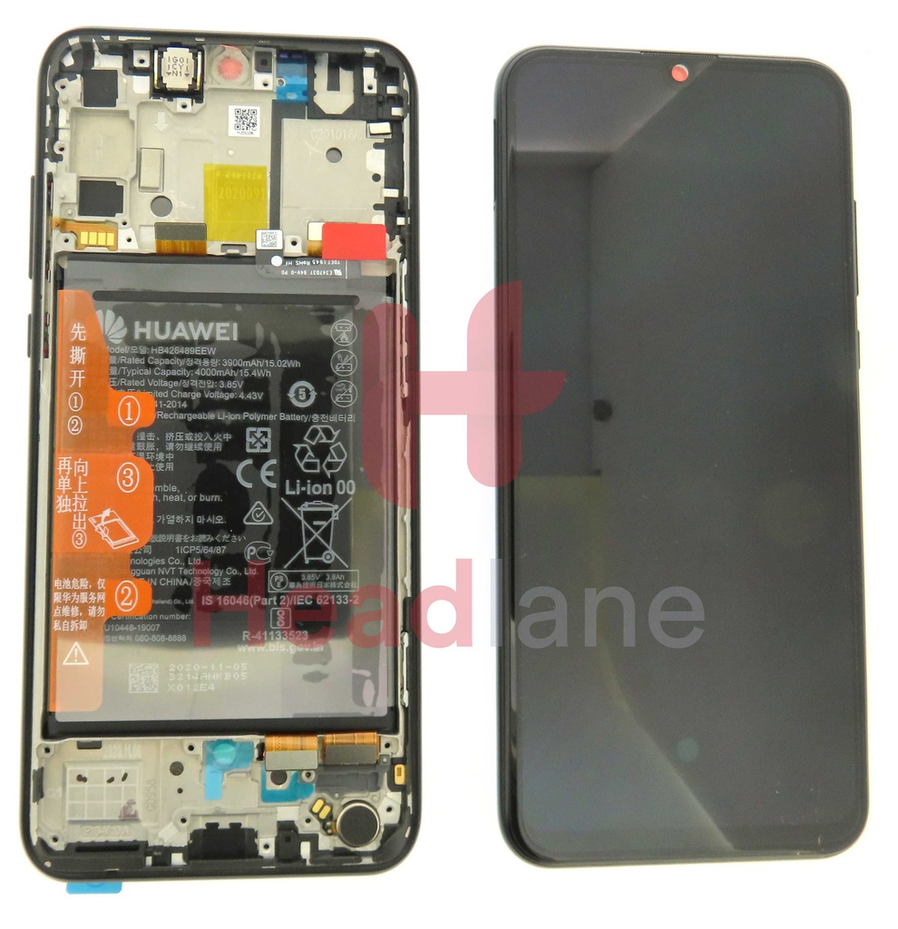 Huawei Y8p / P Smart S LCD Display / Screen + Touch + Battery - Black