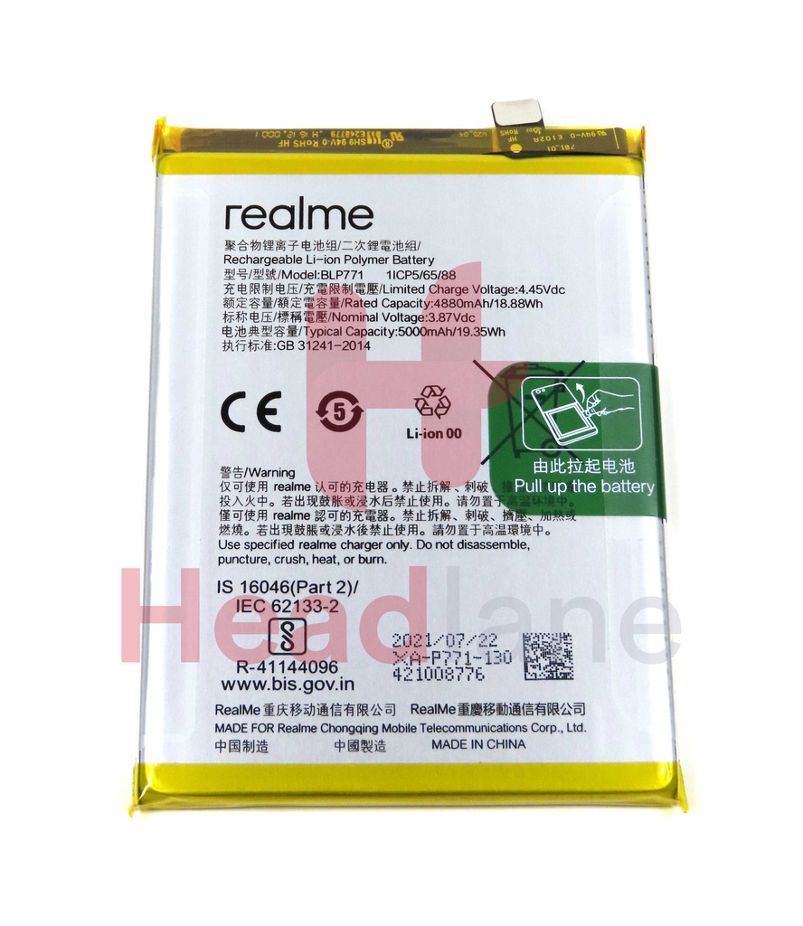 Realme RMX2040 RMX2020 RMX2027 RMX3265 RMX3268 RMX3269 6i C3 C25Y BLP771 Internal Battery