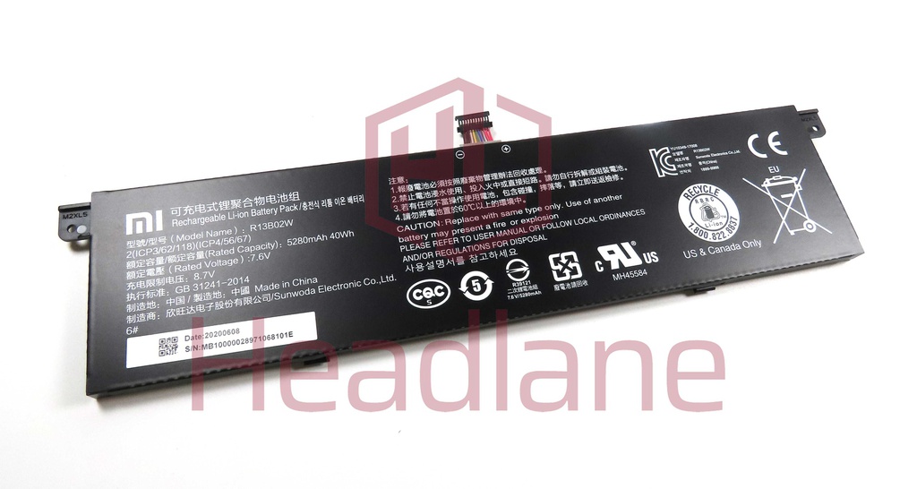 Xiaomi Mi Notebook Air 13 13.3" R13B02W 5280mAh 40Wh Internal Battery