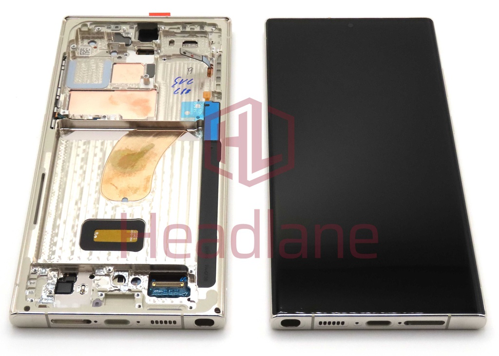 Samsung SM-S918 Galaxy S23 Ultra LCD Display / Screen + Touch - Cream (With Frame - Assembled)