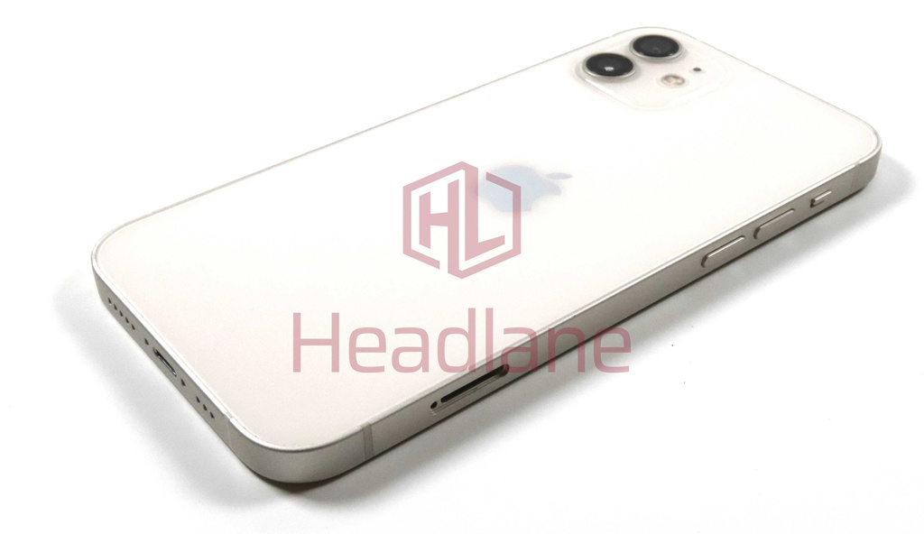 iPhone 12 Back / Battery Cover + Small Parts - White (Pulled - Grade A)