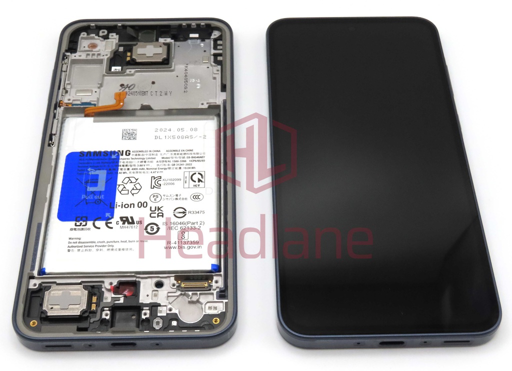 Samsung SM-A356 Galaxy A35 5G LCD Display / Screen + Touch + Frame + Battery - Black (Awesome Navy)