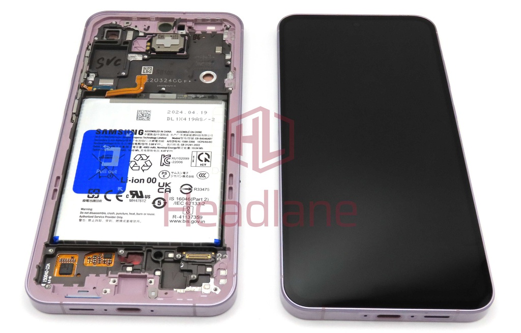 Samsung SM-A556 Galaxy A55 5G LCD Display / Screen + Touch + Battery - Pink (Awesome Lilac)