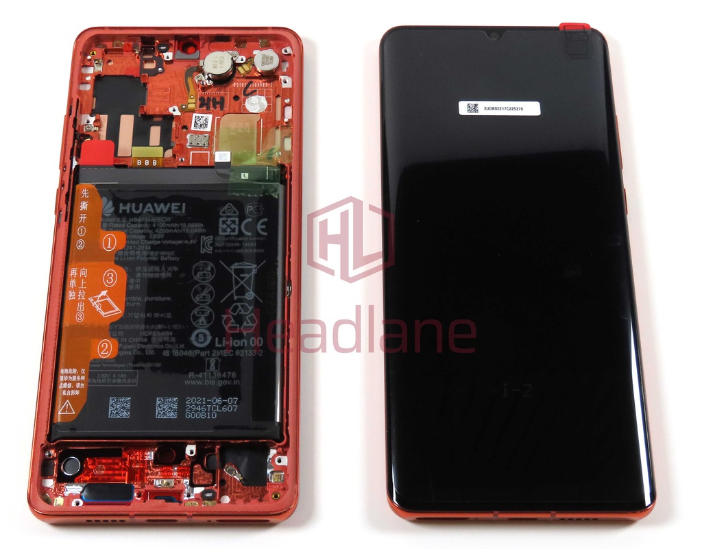 Huawei P30 Pro LCD Display / Screen + Touch + HB486486ECW Battery - Amber Sunrise (B Grade)