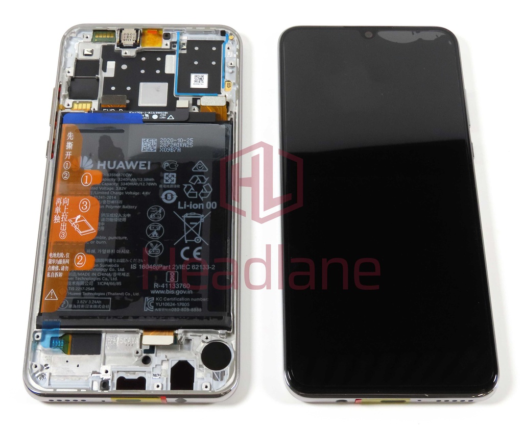 Huawei P30 Lite (NFC / 32MP Front Camera Version) LCD Display / Screen + Touch + Battery Assembly - White (No Box)