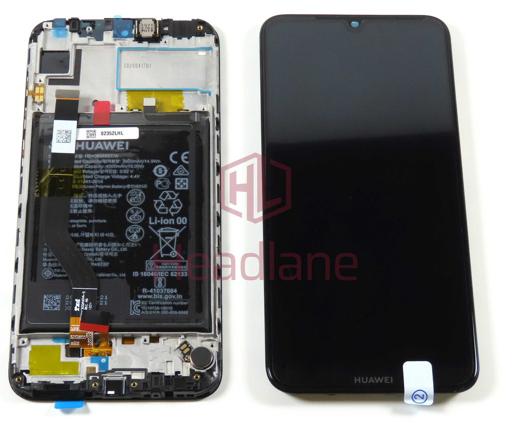 Huawei Y7 (2019) LCD Display / Screen + Touch + Battery Assembly - Black