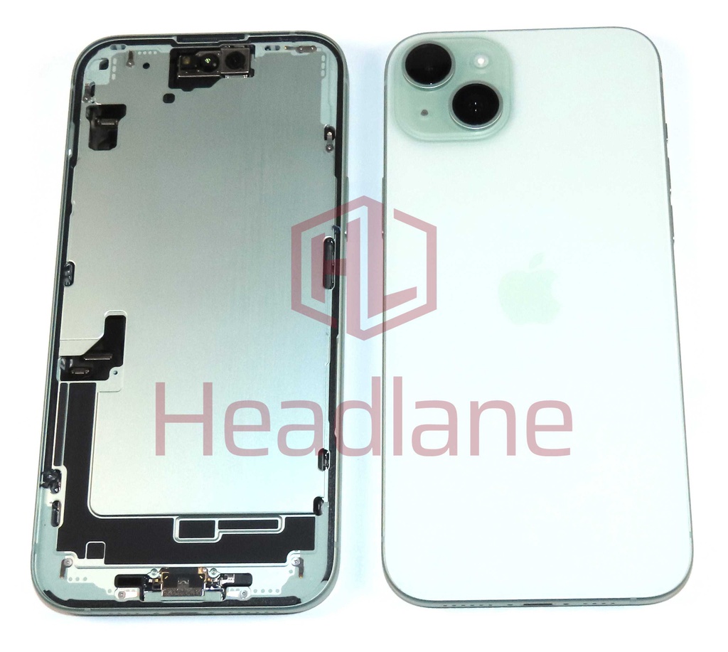 iPhone 15 Plus Back / Battery Cover + Small Parts - Green (Pulled - Grade A)