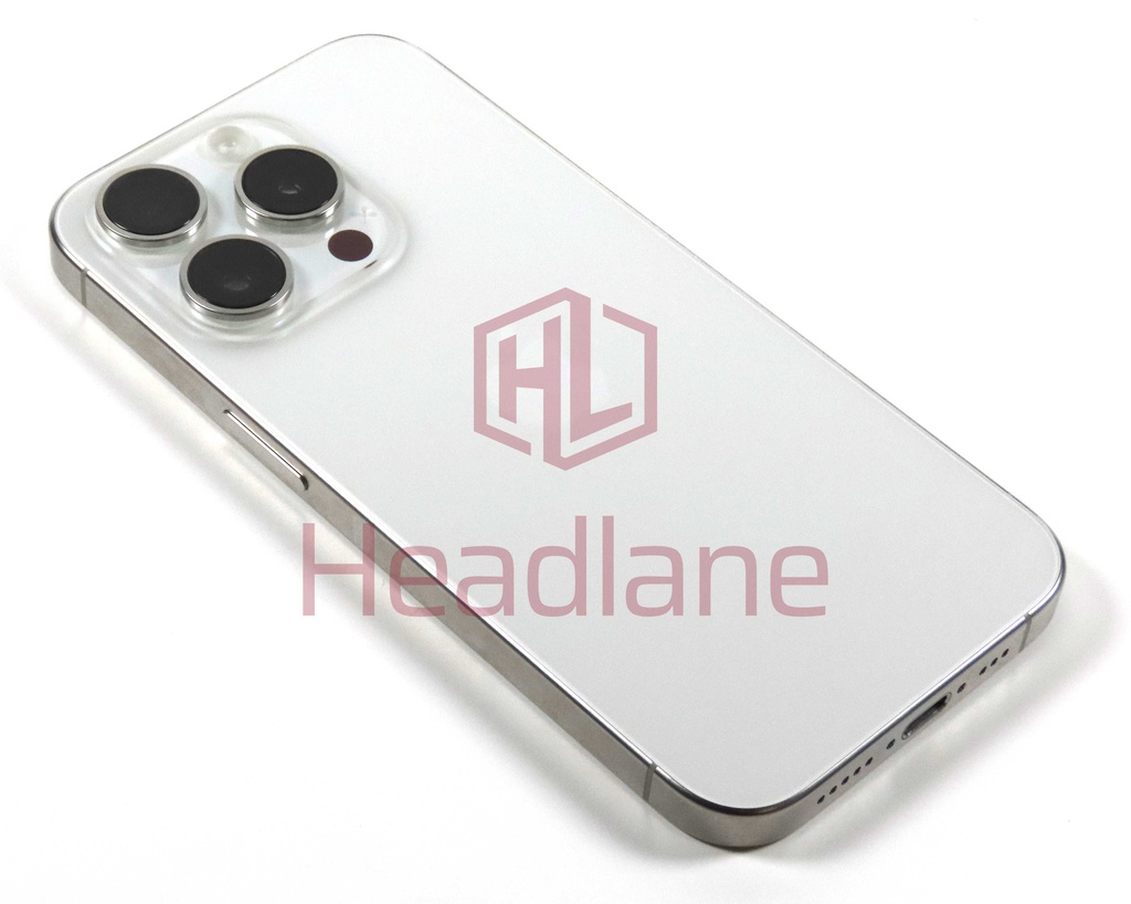 iPhone 15 Pro Back / Battery Cover + Small Parts - White Titanium (Pulled - Grade A)