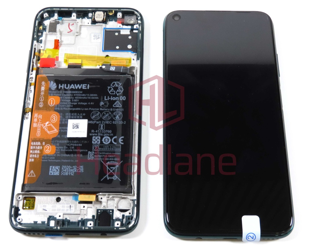 Huawei P40 Lite LCD Display / Screen + Touch + Battery Assembly - Crush Green (No Box)
