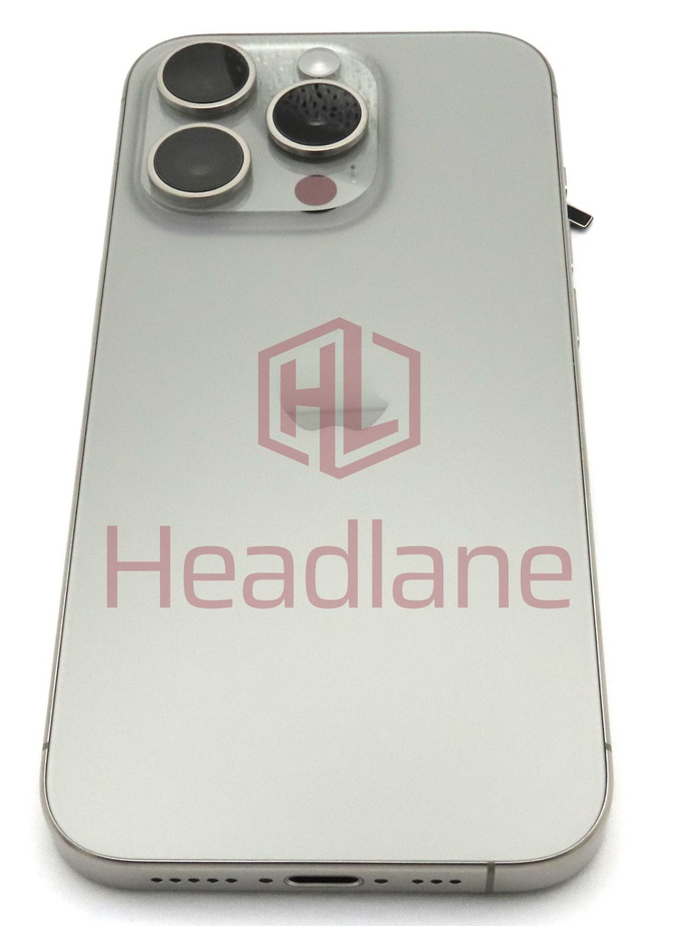 iPhone 15 Pro Back / Battery Cover + Small Parts - Natural Titanium (Pulled - Grade A)