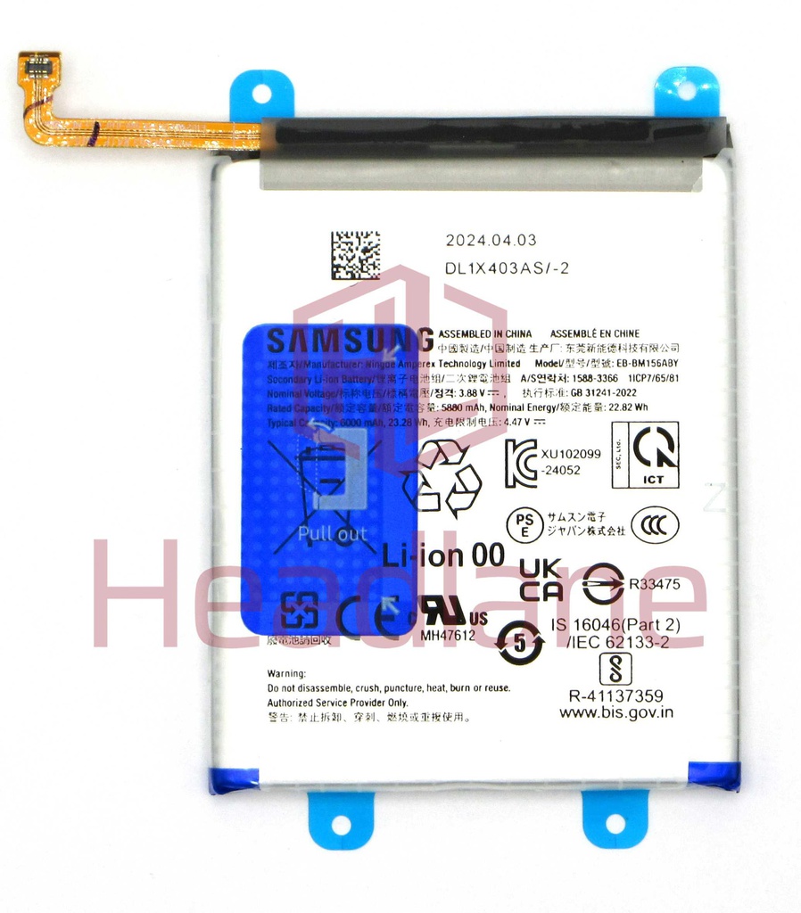 Samsung SM-M156 M356 Galaxy M15 M35 5G EB-BM156ABY 6000mAh Internal Battery