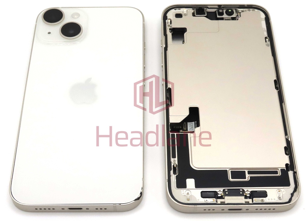 iPhone 14 Back / Battery Cover + Small Parts - Starlight (Pulled - Grade A)