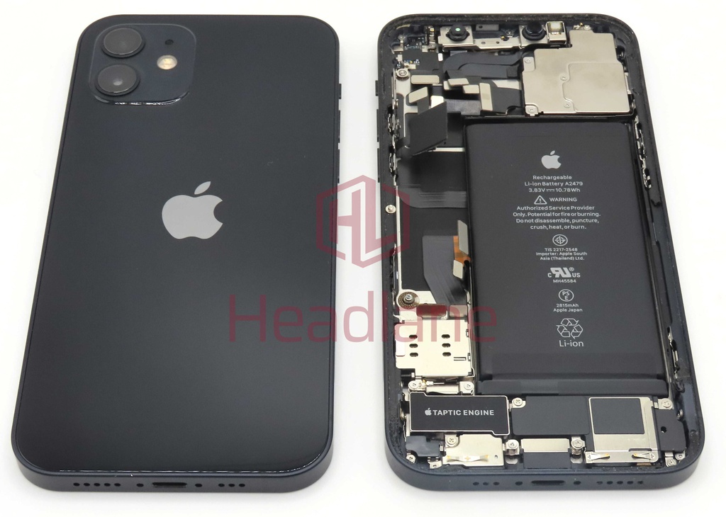 Apple iPhone 12 Back / Battery Cover + Small Parts - Black (Pulled - Grade C)