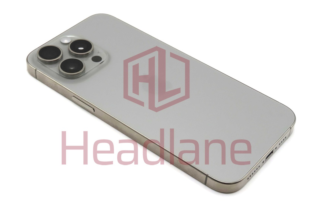 Apple iPhone 15 Pro Max Back / Battery Cover + Small Parts - Natural Titanium (Pulled - Grade B)