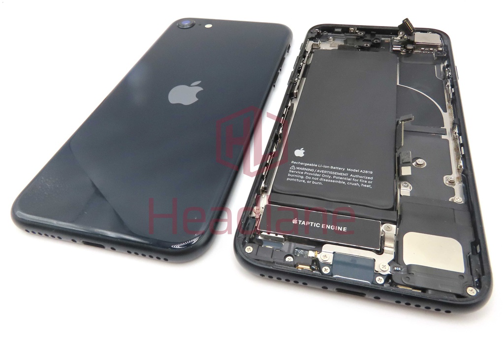 iPhone SE (3rd Gen) Back / Battery Cover + Small Parts - Black (Pulled - Grade B)