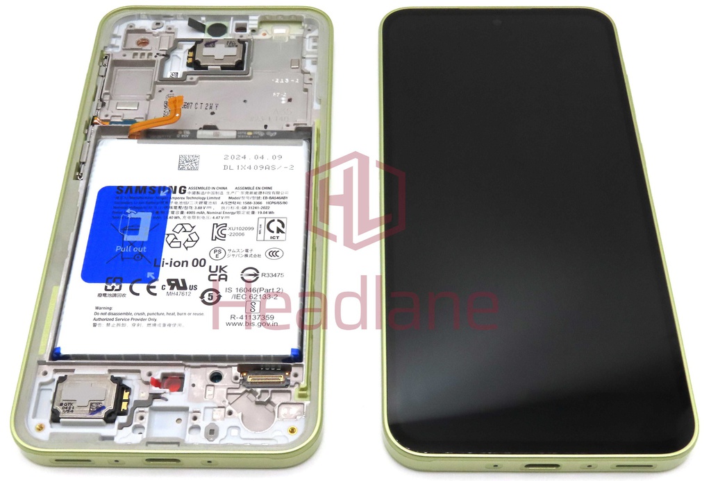 Samsung SM-A356 Galaxy A35 5G LCD Display / Screen + Touch + Frame + Battery - Yellow (Awesome Lemon