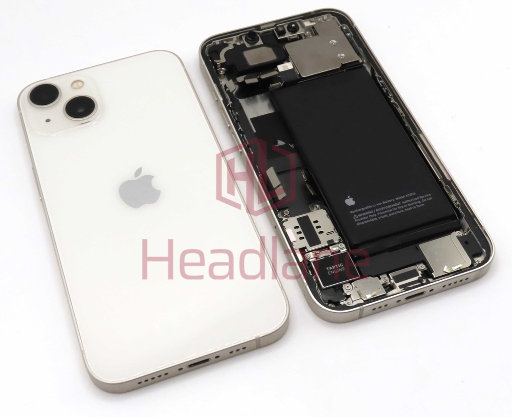 iPhone 13 Back / Battery Cover + Small Parts - Starlight (Pulled - Grade B)