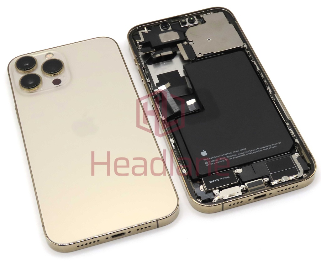 iPhone 13 Pro Max Back / Battery Cover + Small Parts - Gold (Pulled - Grade B)