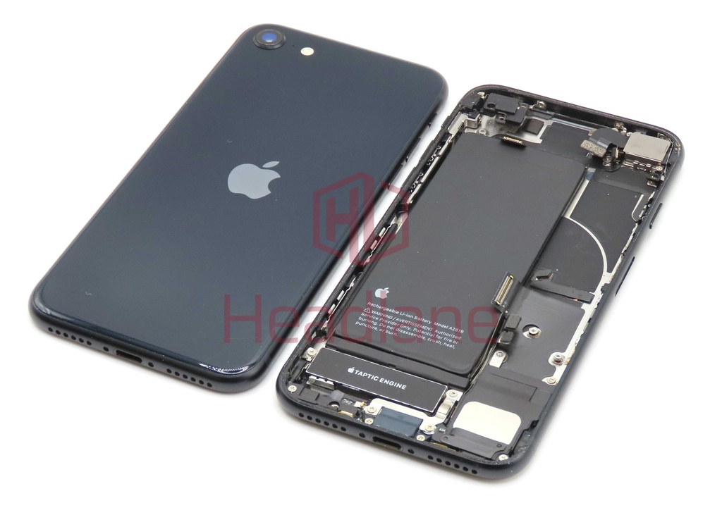 iPhone SE (3rd Gen) Back / Battery Cover + Small Parts - Black (Pulled - Grade C)