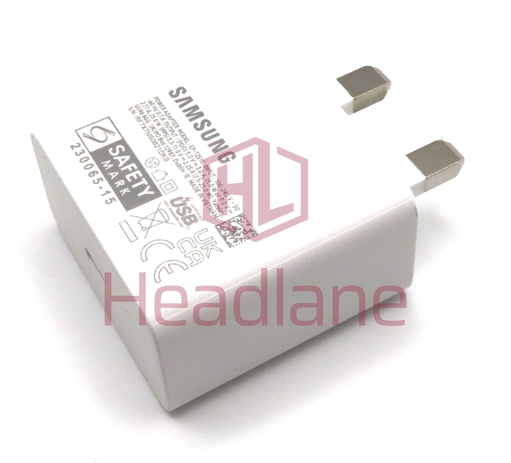 Samsung 25W USB-C Charger EP-T2510NWEGGB / Retail Packed - UK 3 Pin (Head Only) (White)