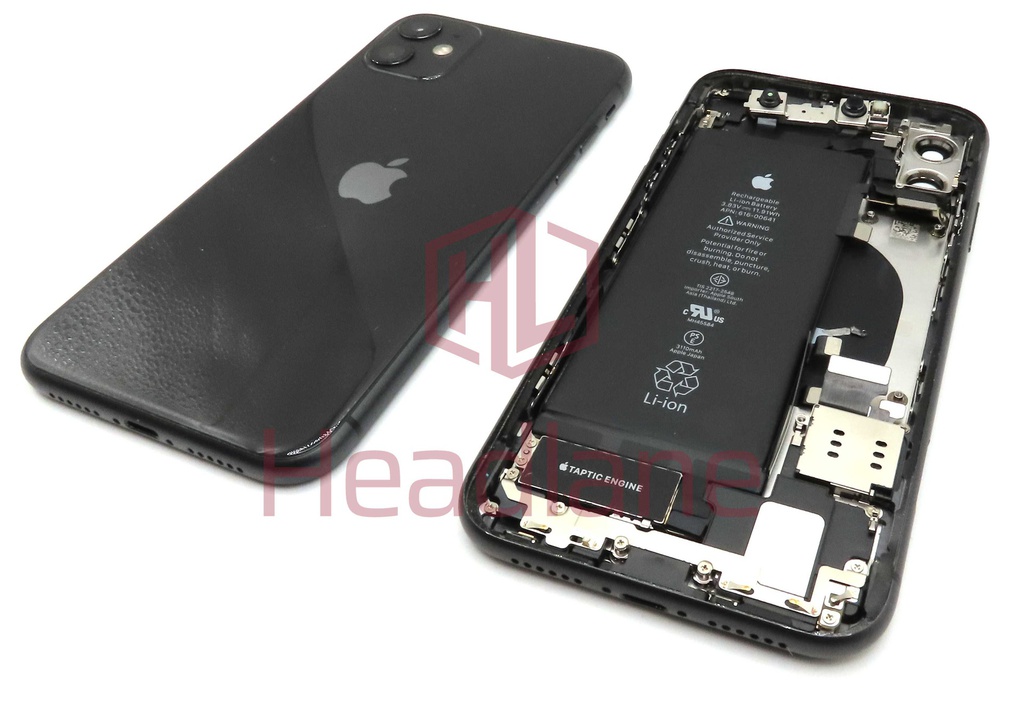 Apple iPhone 11 Back / Battery Cover + Small Parts - Black (Pulled - Grade B) (No Camera)