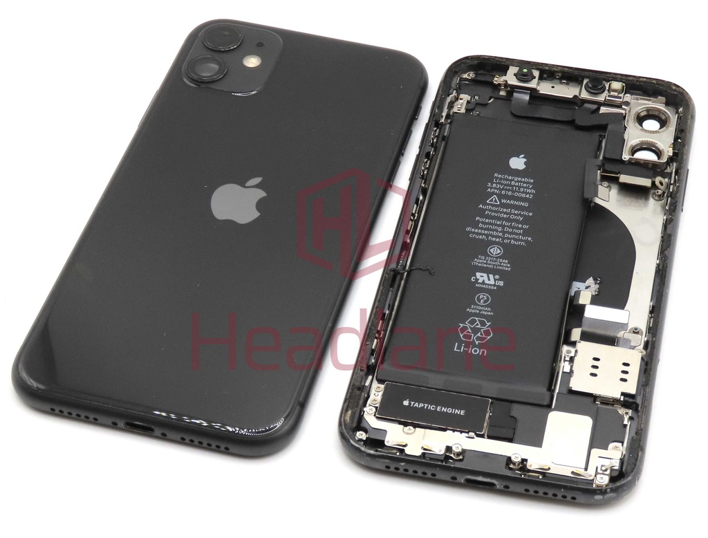 Apple iPhone 11 Back / Battery Cover + Small Parts - Black (Pulled - Grade C) (No Camera)
