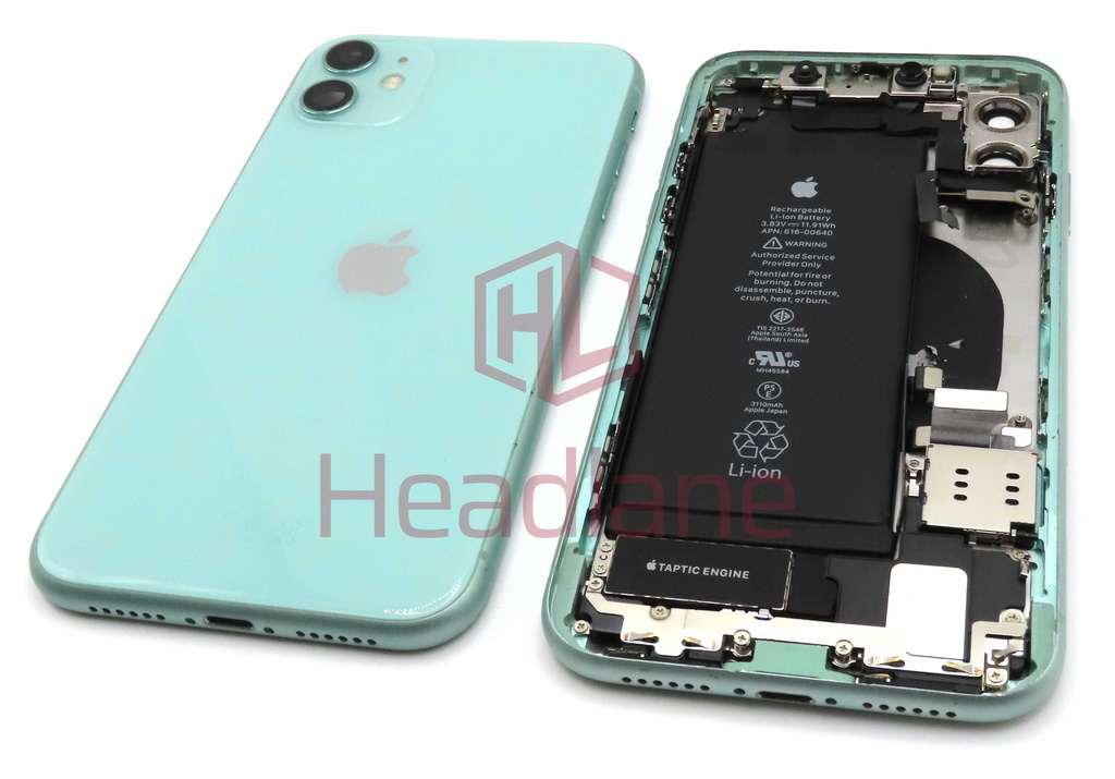Apple iPhone 11 Back / Battery Cover + Small Parts - Green (Pulled - Grade B) (No Camera)