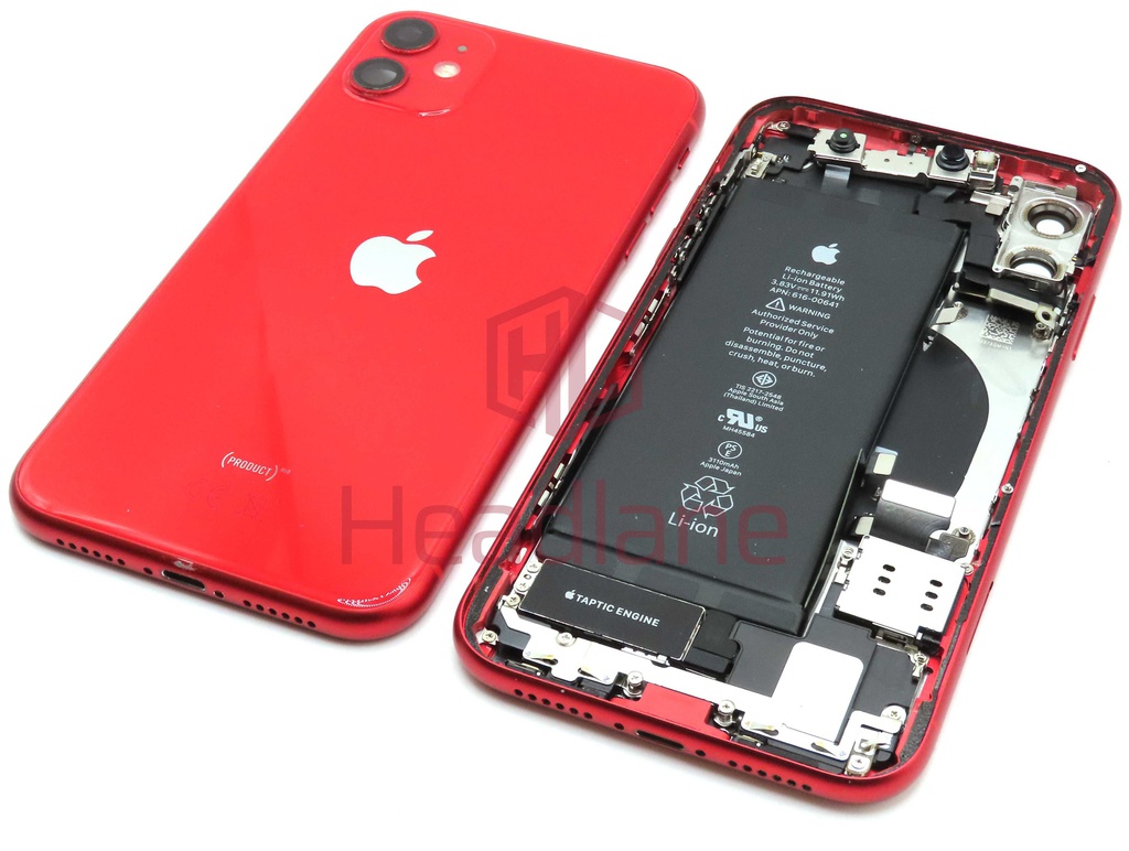 Apple iPhone 11 Back / Battery Cover + Small Parts - Red (Pulled - Grade C) (No Camera)