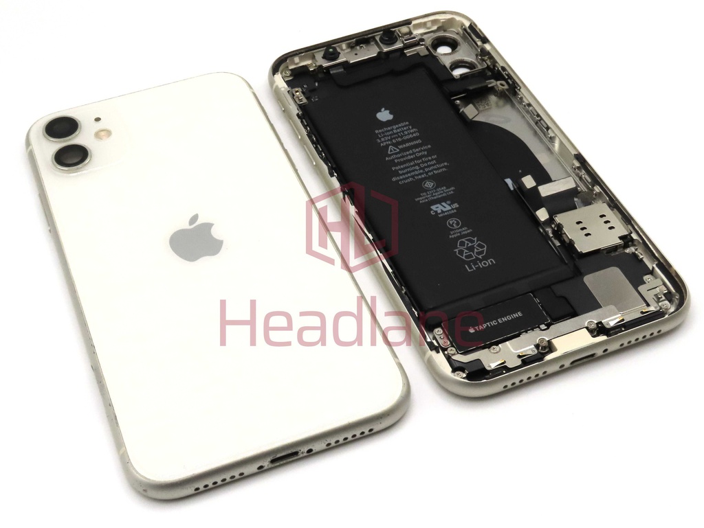 Apple iPhone 11 Back / Battery Cover + Small Parts - White (Pulled - Grade C) (No Camera)