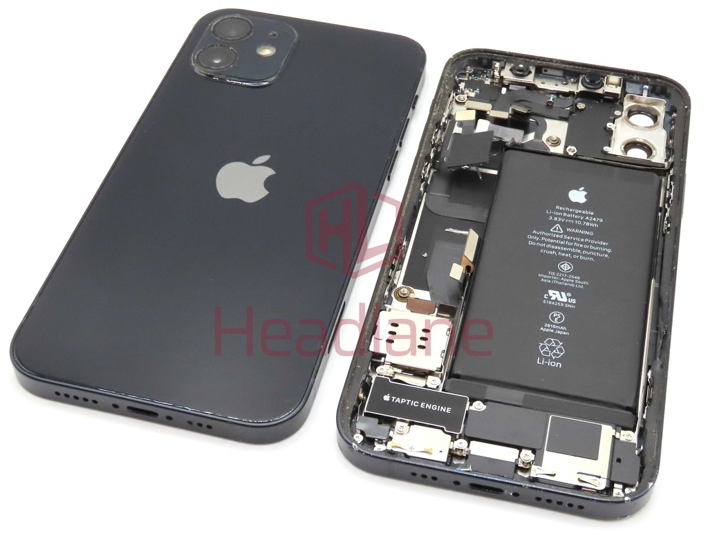 iPhone 12 Back / Battery Cover + Small Parts - Black (Pulled - Grade C) (No Camera)