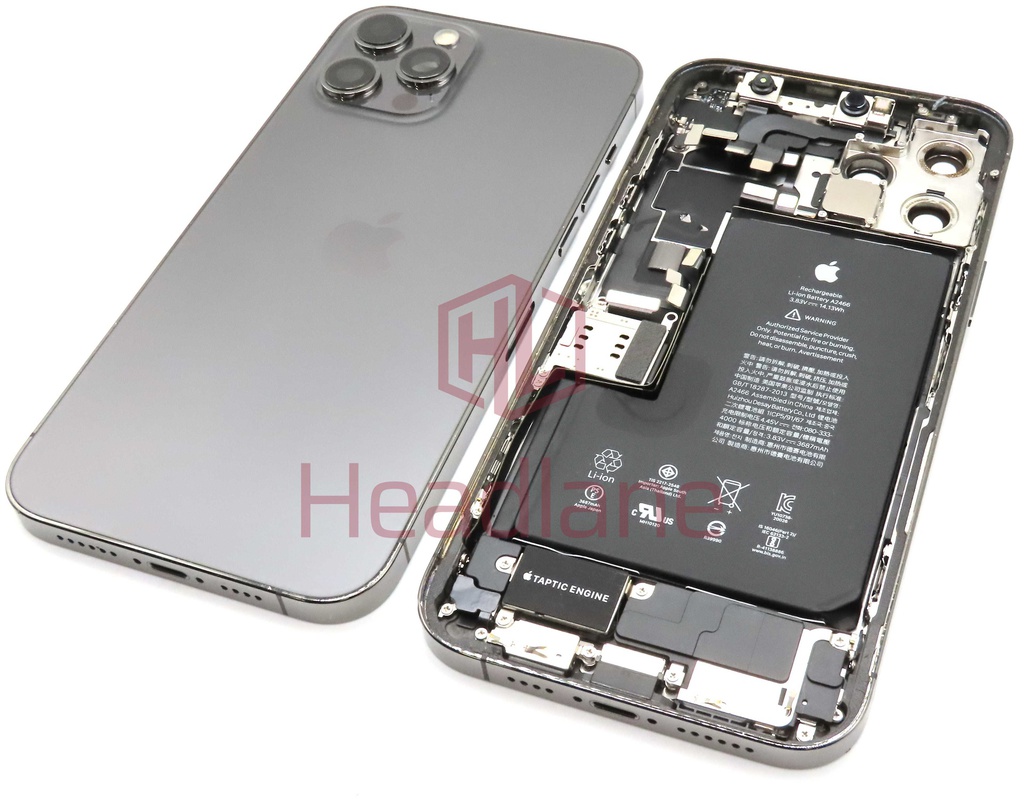 iPhone 12 Pro Max Back / Battery Cover + Small Parts - Graphite (Pulled - Grade C) (No Camera)