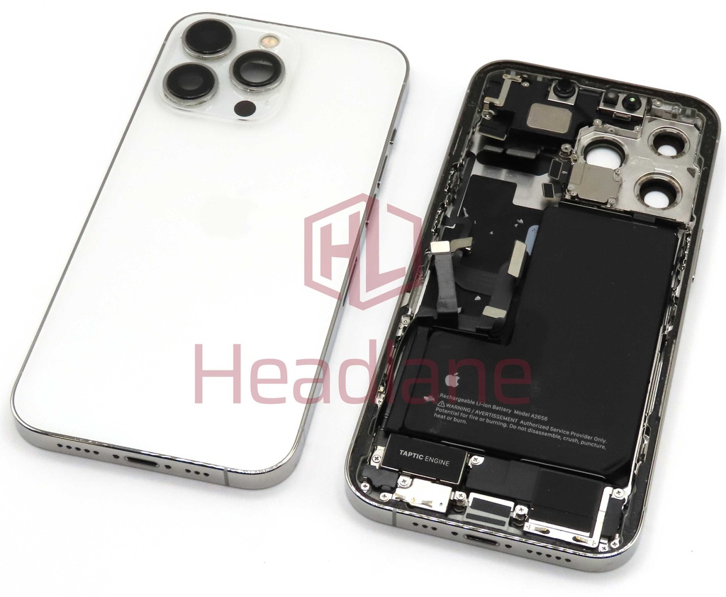 iPhone 13 Pro Back / Battery Cover + Small Parts - Silver (Pulled - Grade C) (No Camera)