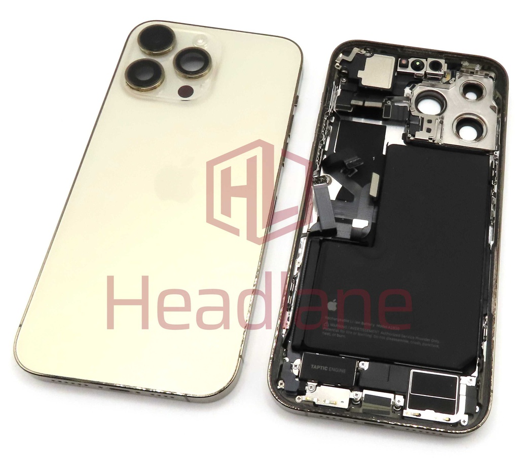 iPhone 14 Pro Max Back / Battery Cover + Small Parts - Gold (Pulled - Grade C) (No Camera)
