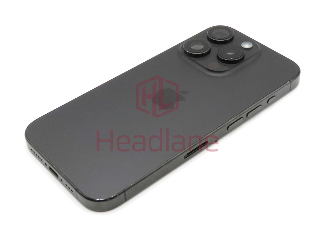 Apple iPhone 15 Pro Max Back / Battery Cover + Small Parts - Black Titanium (Pulled - Grade C) (No Camera)