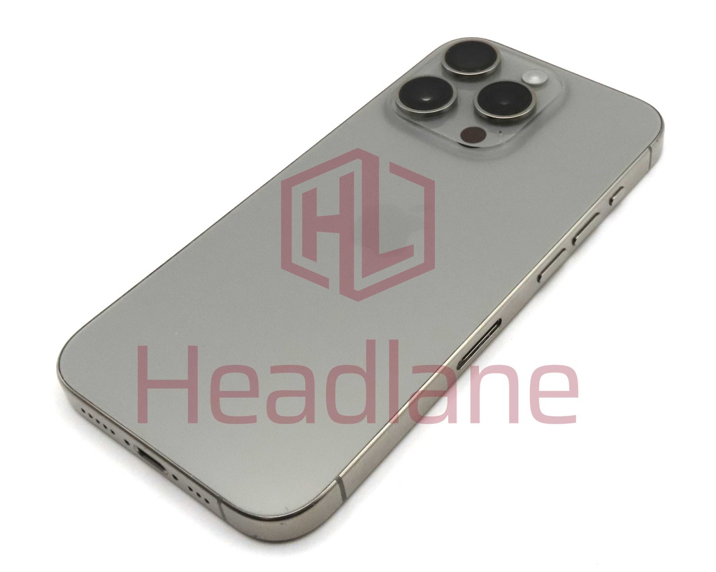 iPhone 15 Pro Back / Battery Cover + Small Parts - Natural Titanium (Pulled - Grade C)