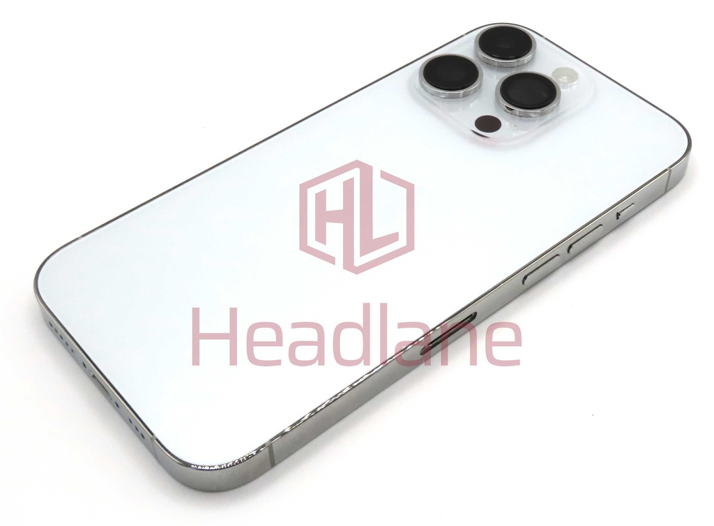 iPhone 14 Pro Back / Battery Cover + Small Parts - Silver (Pulled - Grade B) (No Camera)