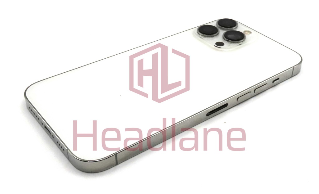 iPhone 13 Pro Max Back / Battery Cover + Small Parts - Silver (Pulled - Grade C) (No Camera)