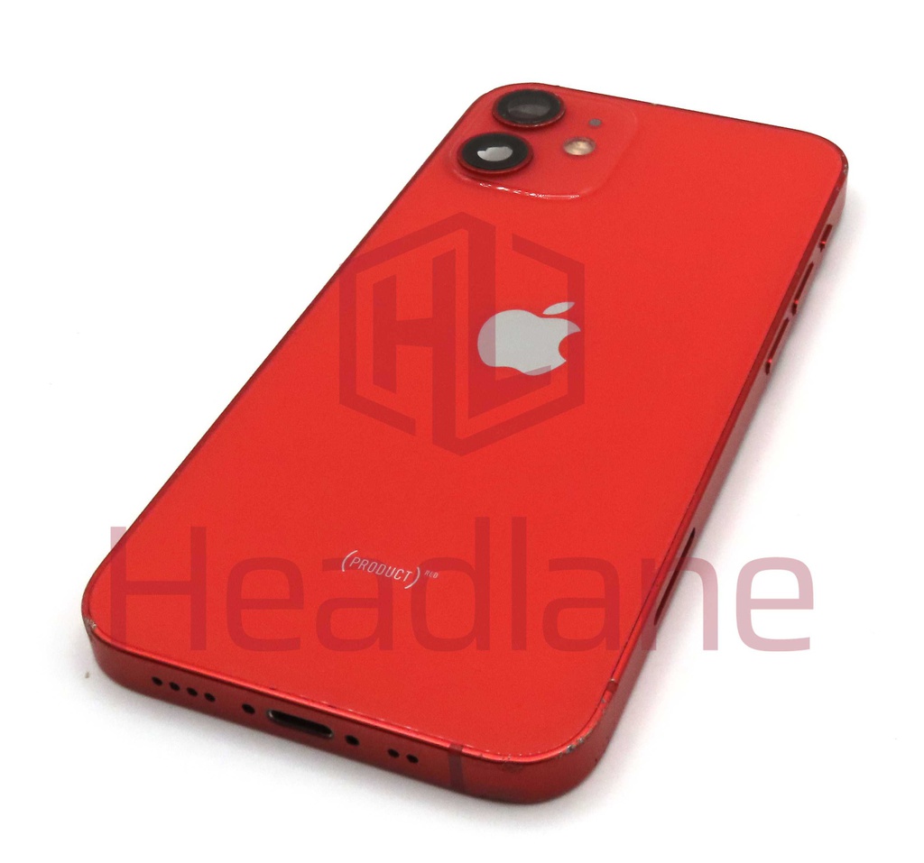 Apple iPhone 12 Mini Back / Battery Cover + Small Parts - Red (Pulled - Grade C) (No Camera)