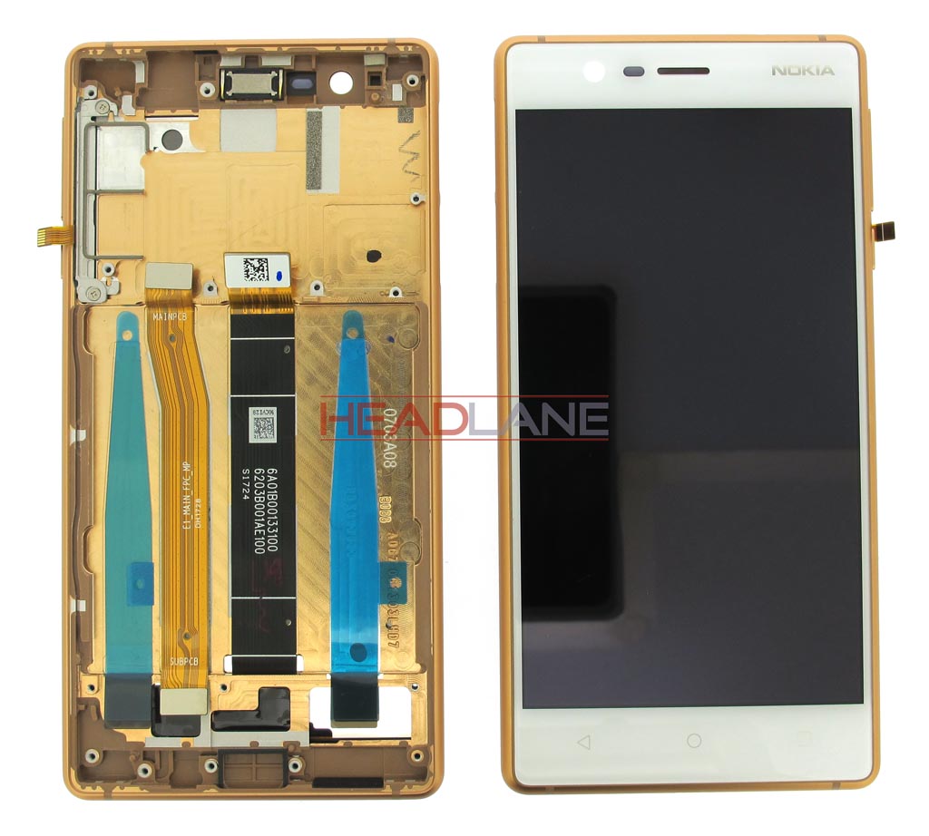 Nokia 3 LCD Display / Screen + Touch - Copper (Type A - Dual SIM)