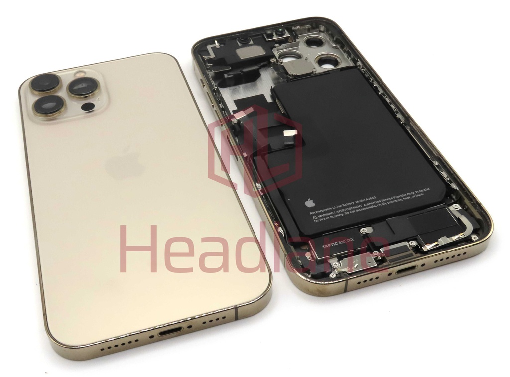 iPhone 13 Pro Max Back / Battery Cover + Small Parts - Gold (Pulled - Grade C) (No Camera)