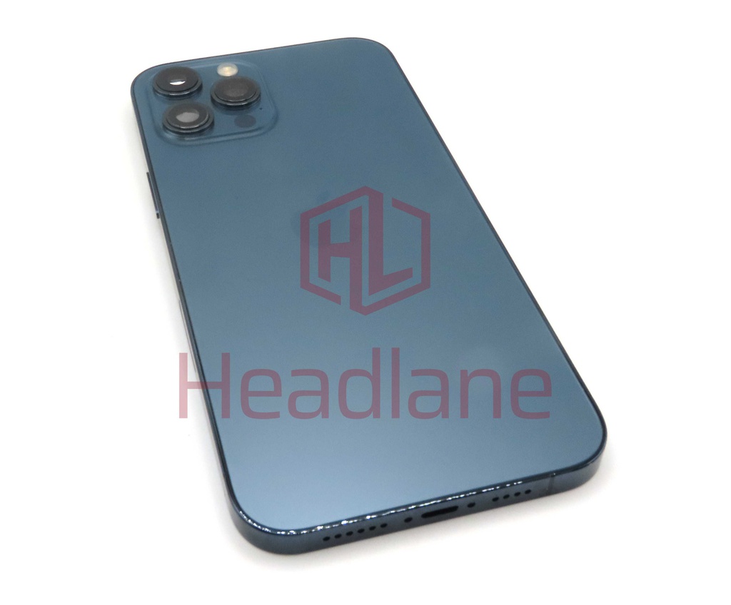 iPhone 12 Pro Max Back / Battery Cover + Small Parts - Blue (Pulled - Grade C) (No Camera) (USA Version)